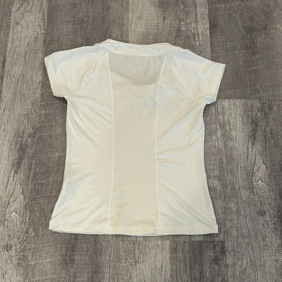 Nike Court Women White Dri-Fit Tennis Short Sleeve Shirt Medium Pink Trim - Picture 6 of 7